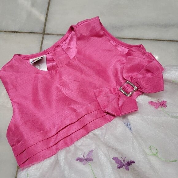 Girls 4T Butterfly Easter Dress – New Horizons – Pink & White Spring Party Dress - Picture 6 of 15